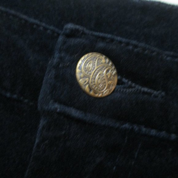 Stretch Velvet Pants sz 2 Petite Dark Blue Straight Leg 5 Pocket - Picture 4 of 9